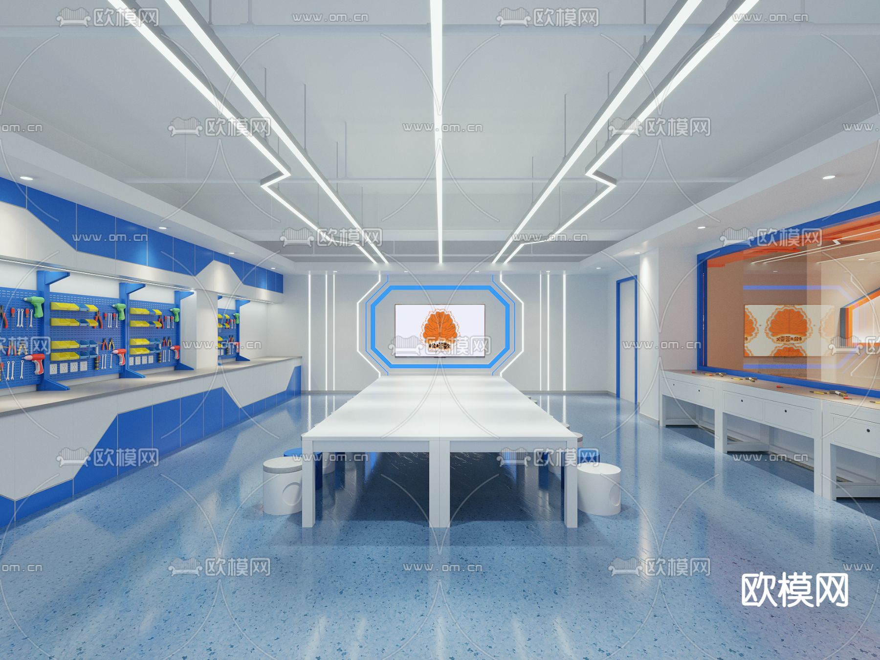 现代儿童木艺手工学校3d模型下载（渲染图5）