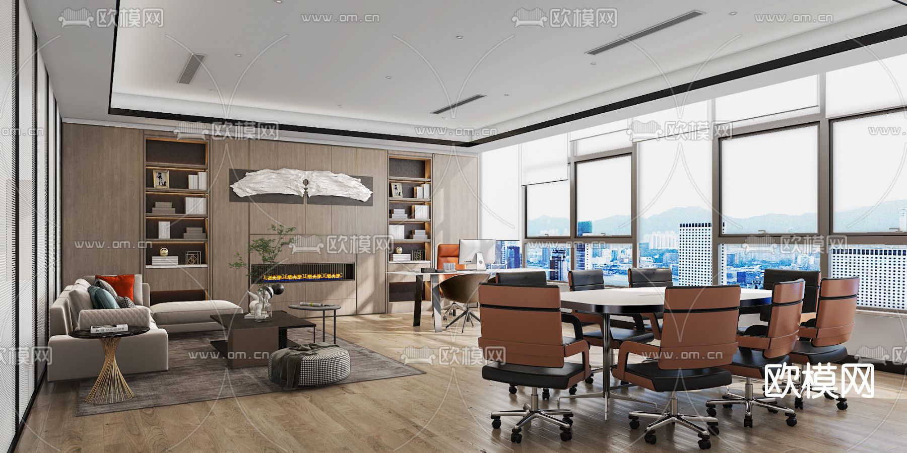 现代总经理办公室3d模型