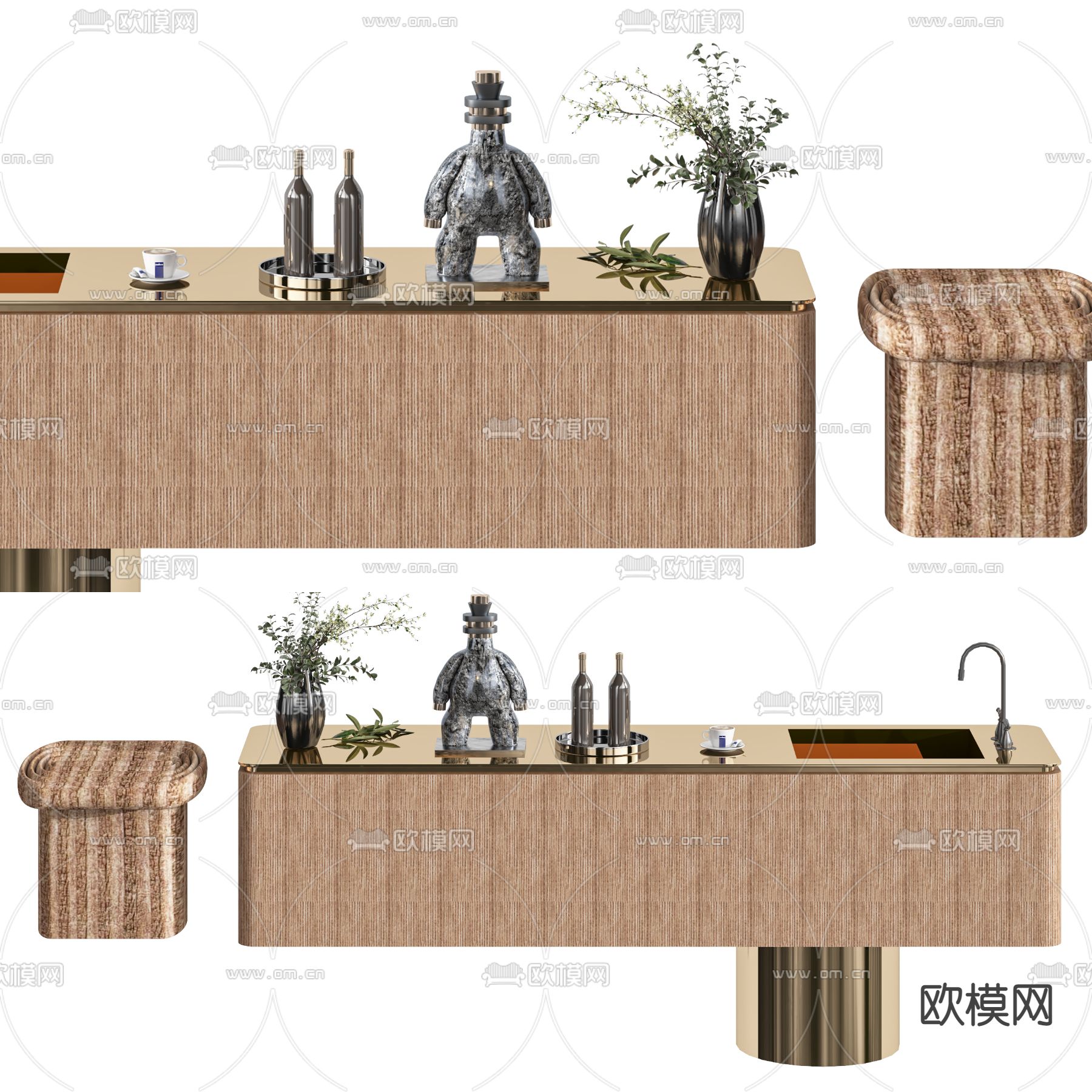 现代轻奢洗手台3d模型