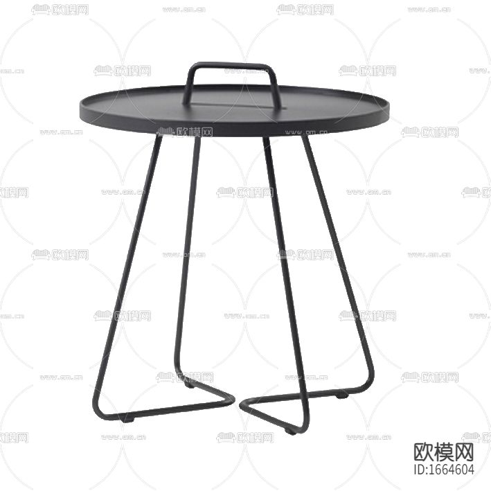 现代简约黑色金属圆形边几下载