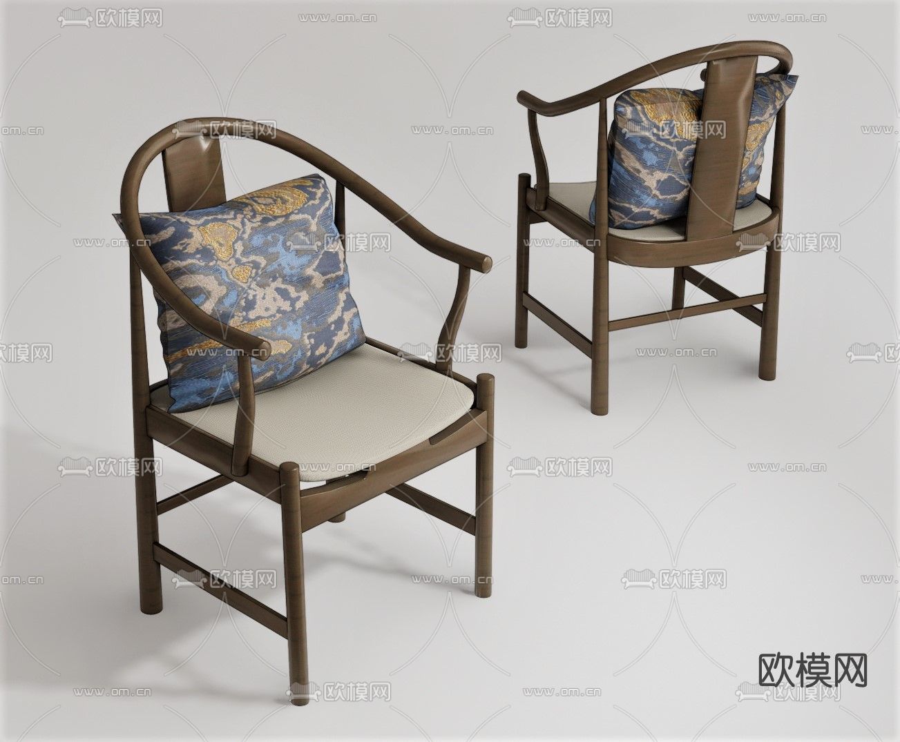 新中式休闲椅圈椅su模型下载（渲染图1）