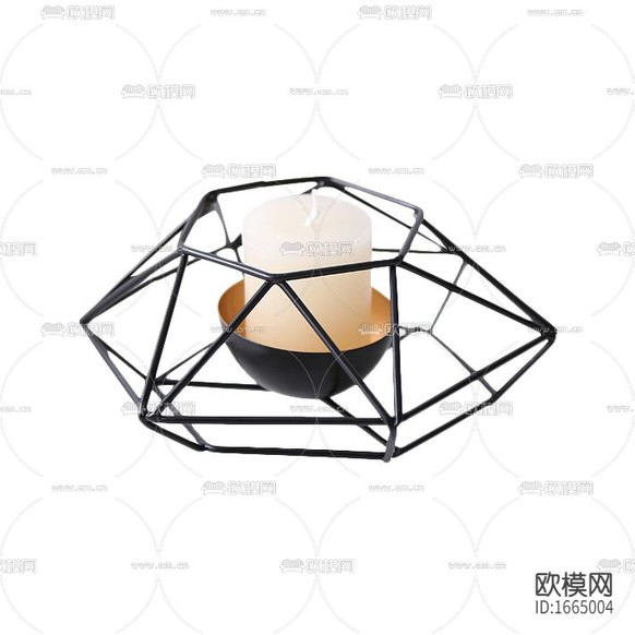 現(xiàn)代輕奢黑色幾何鐵藝玻璃燭臺(tái)下載