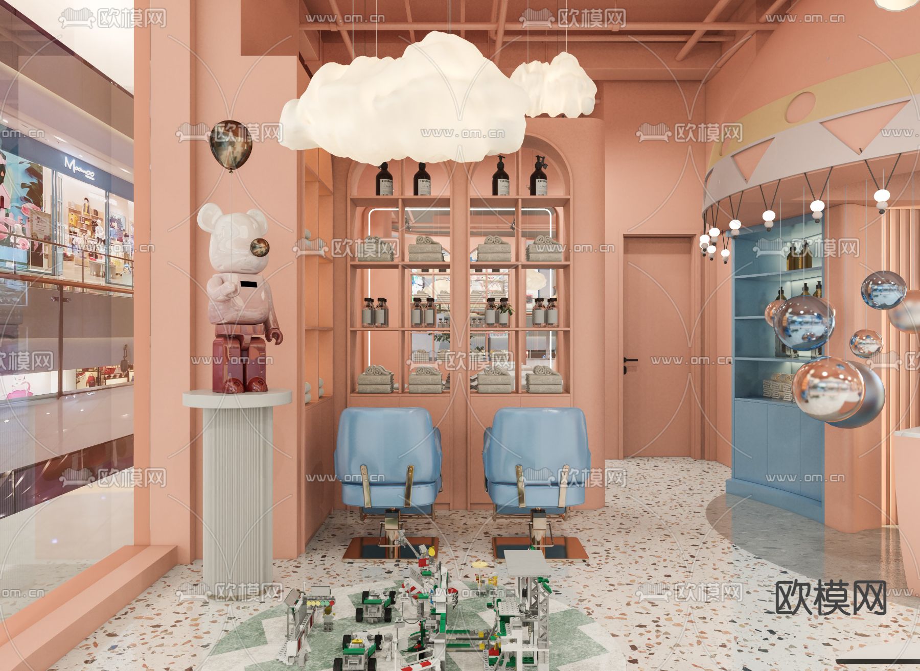 现代轻奢美发店3d模型