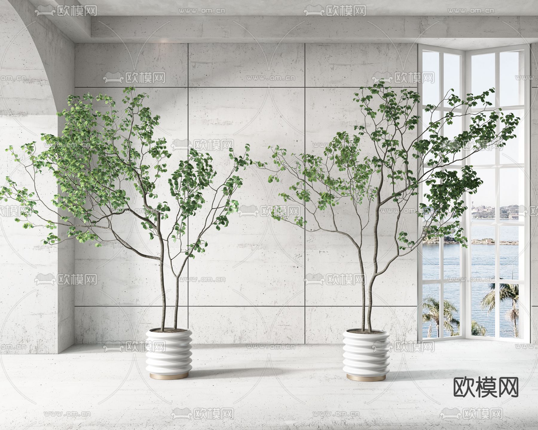 现代绿植盆栽3d模型