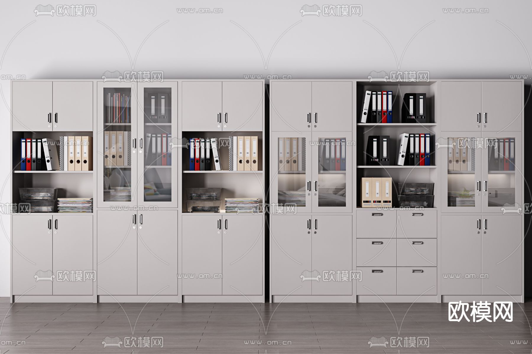 现代办公文件柜3d模型下载