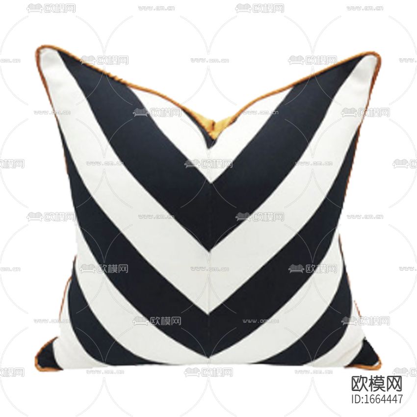 现代轻奢黑白条纹布艺金边抱枕