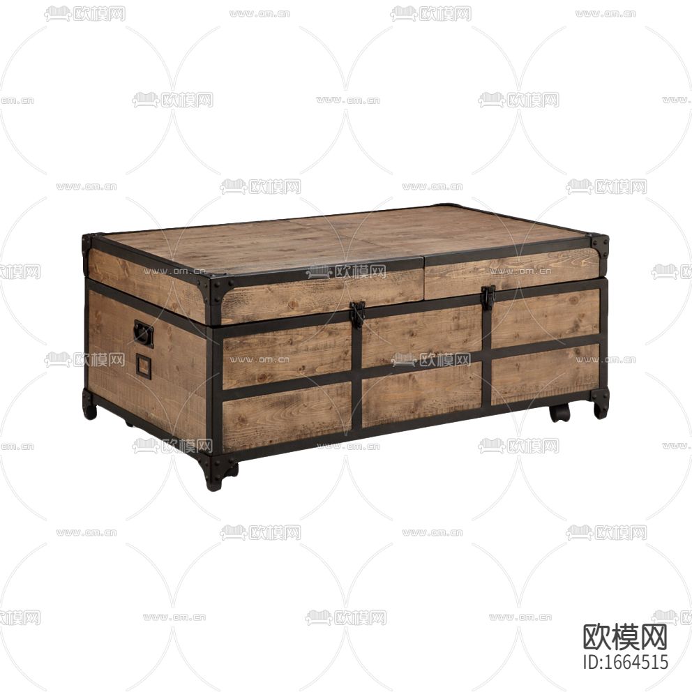 工业风复古做旧实木金属仿柜子茶几下载