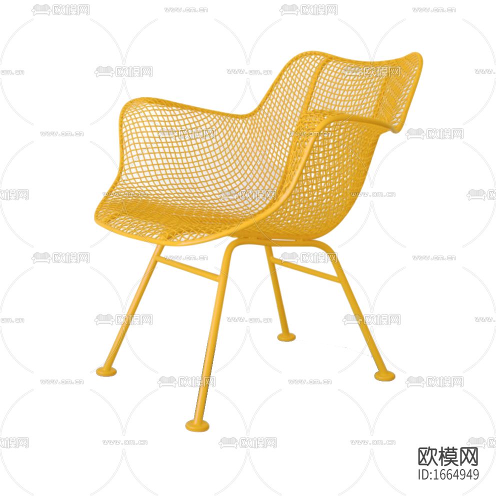 现代简约黄色铁艺休闲椅