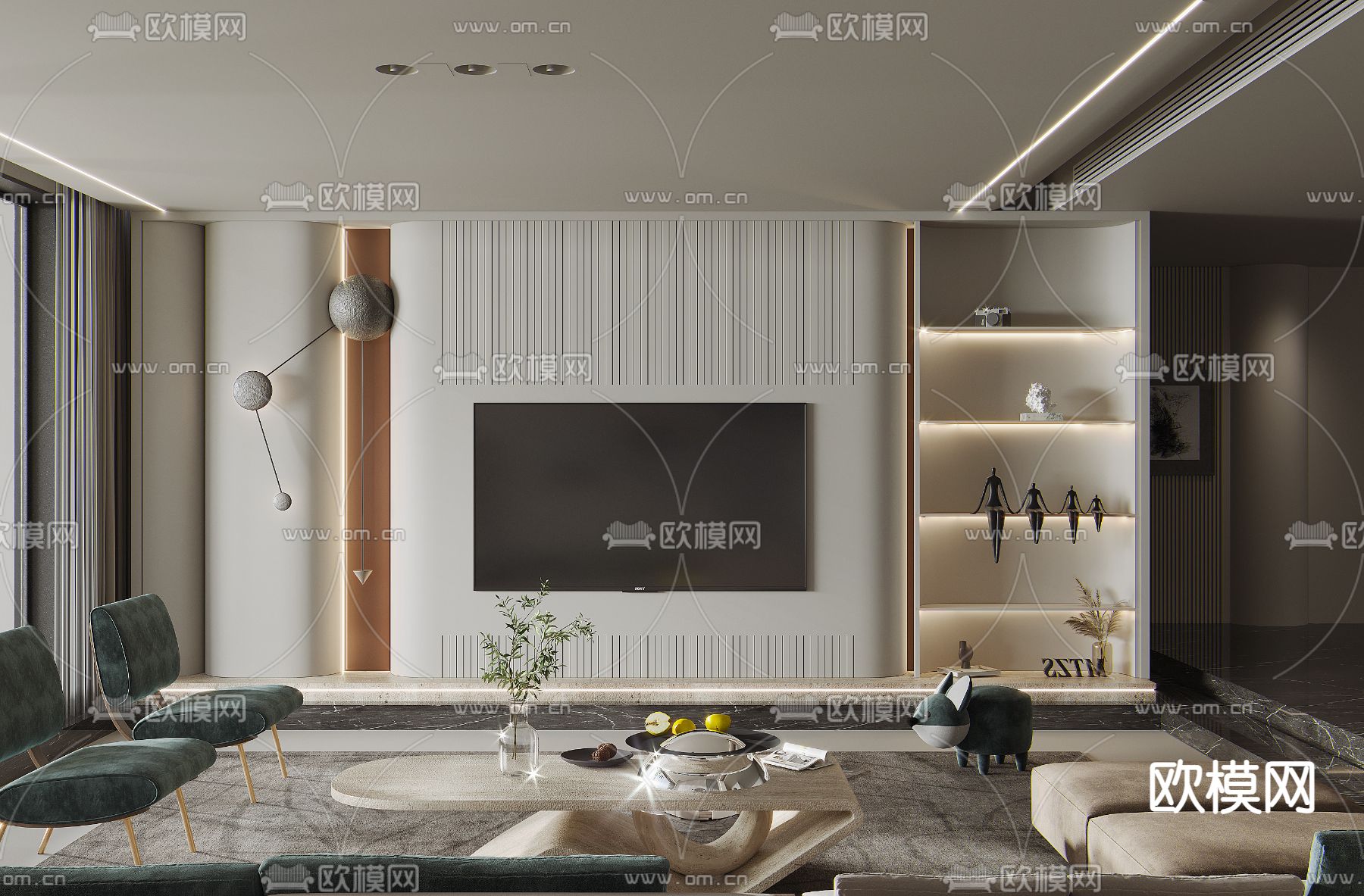 现代客厅3d模型
