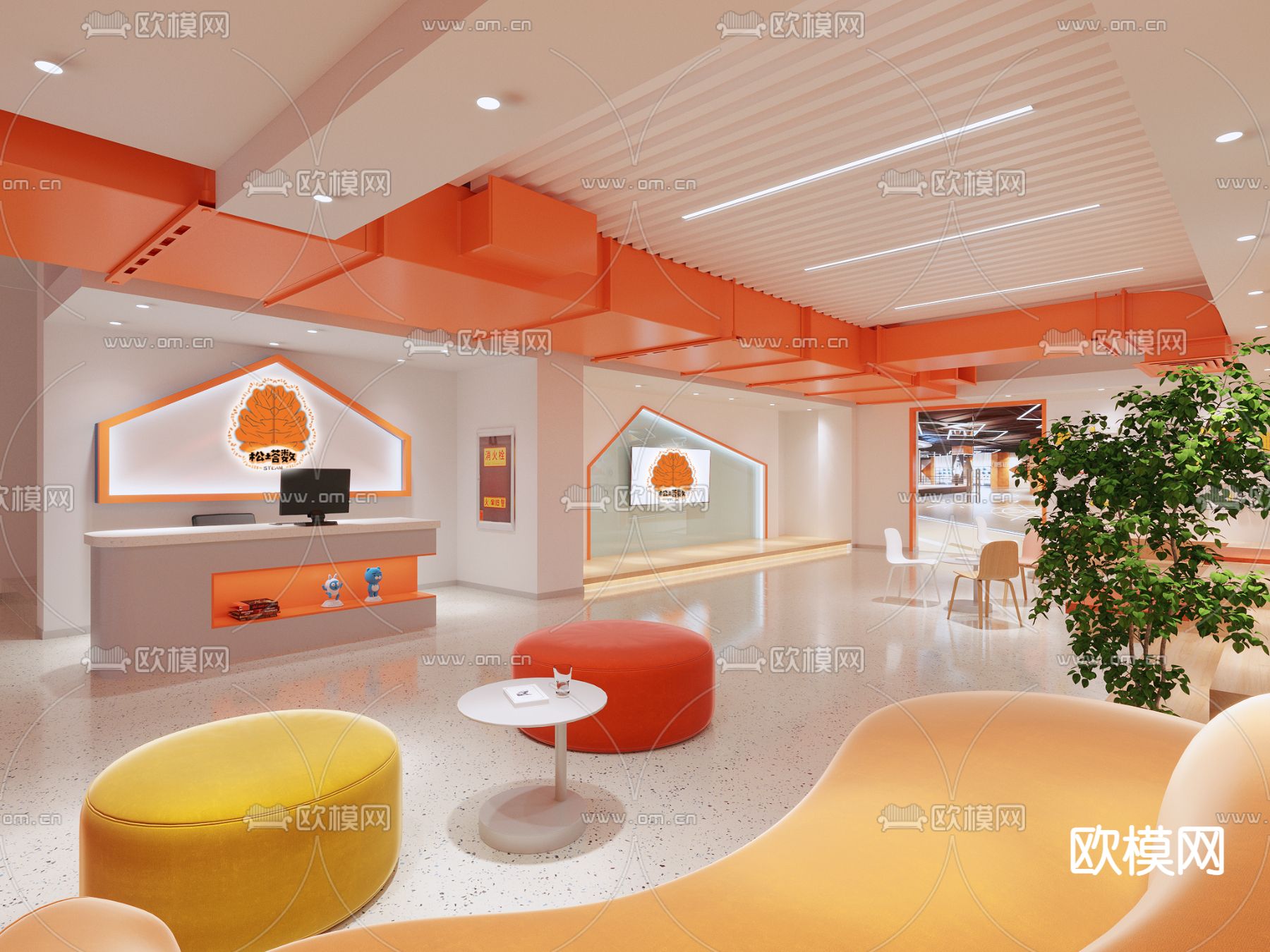 现代儿童木艺手工学校3d模型下载（渲染图4）