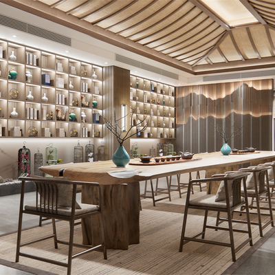  新中式茶楼su模型 