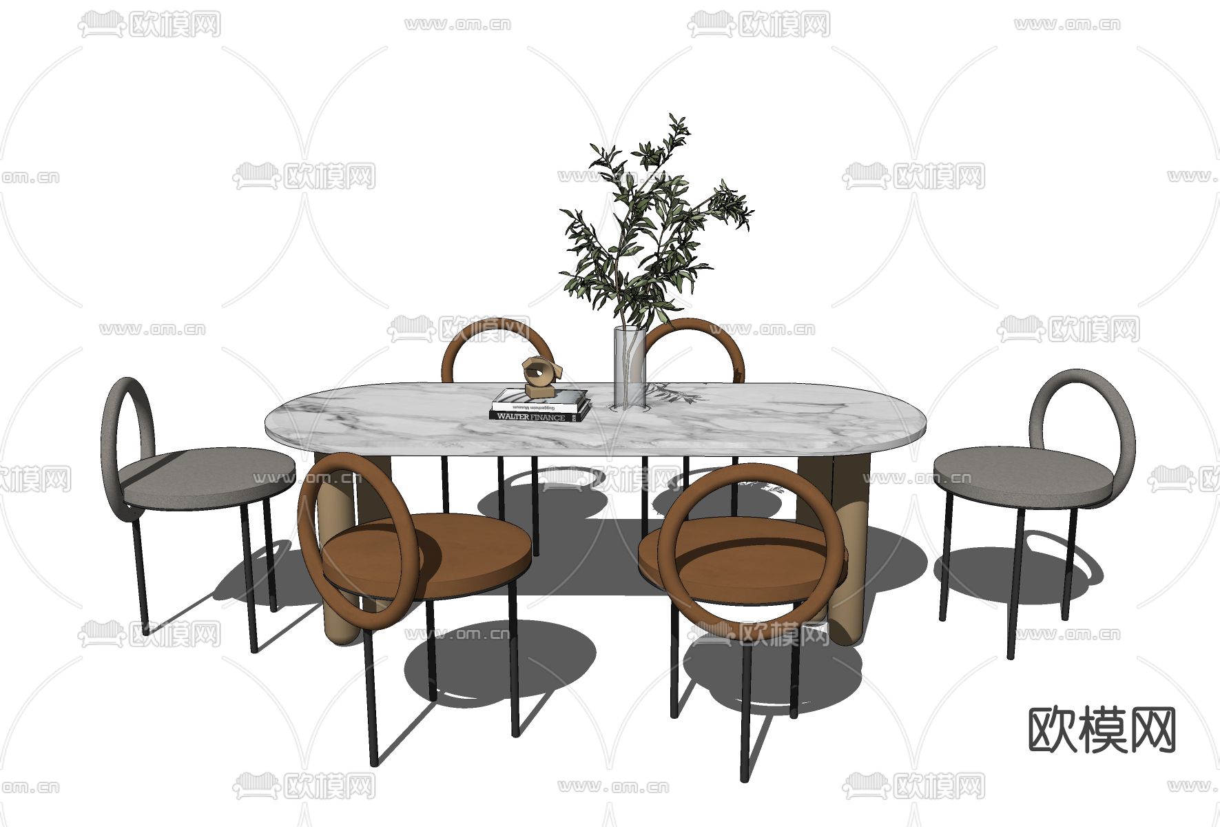 现代轻奢餐桌椅su模型下载