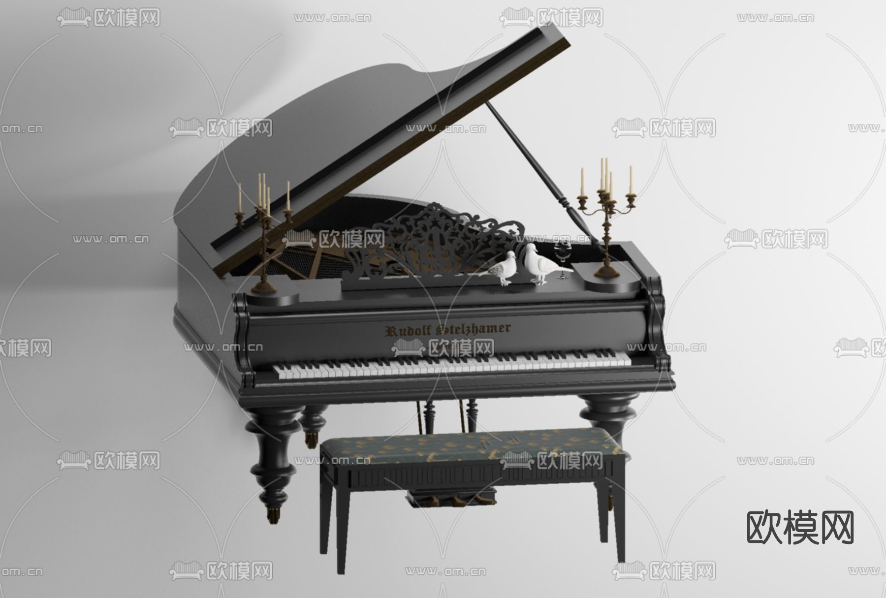 现代钢琴免费3d模型下载