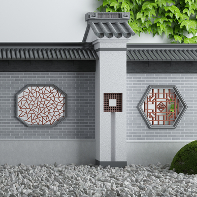 新中式3d建筑构件模型-建筑3d模型-3dmax模型免费下载-欧模网