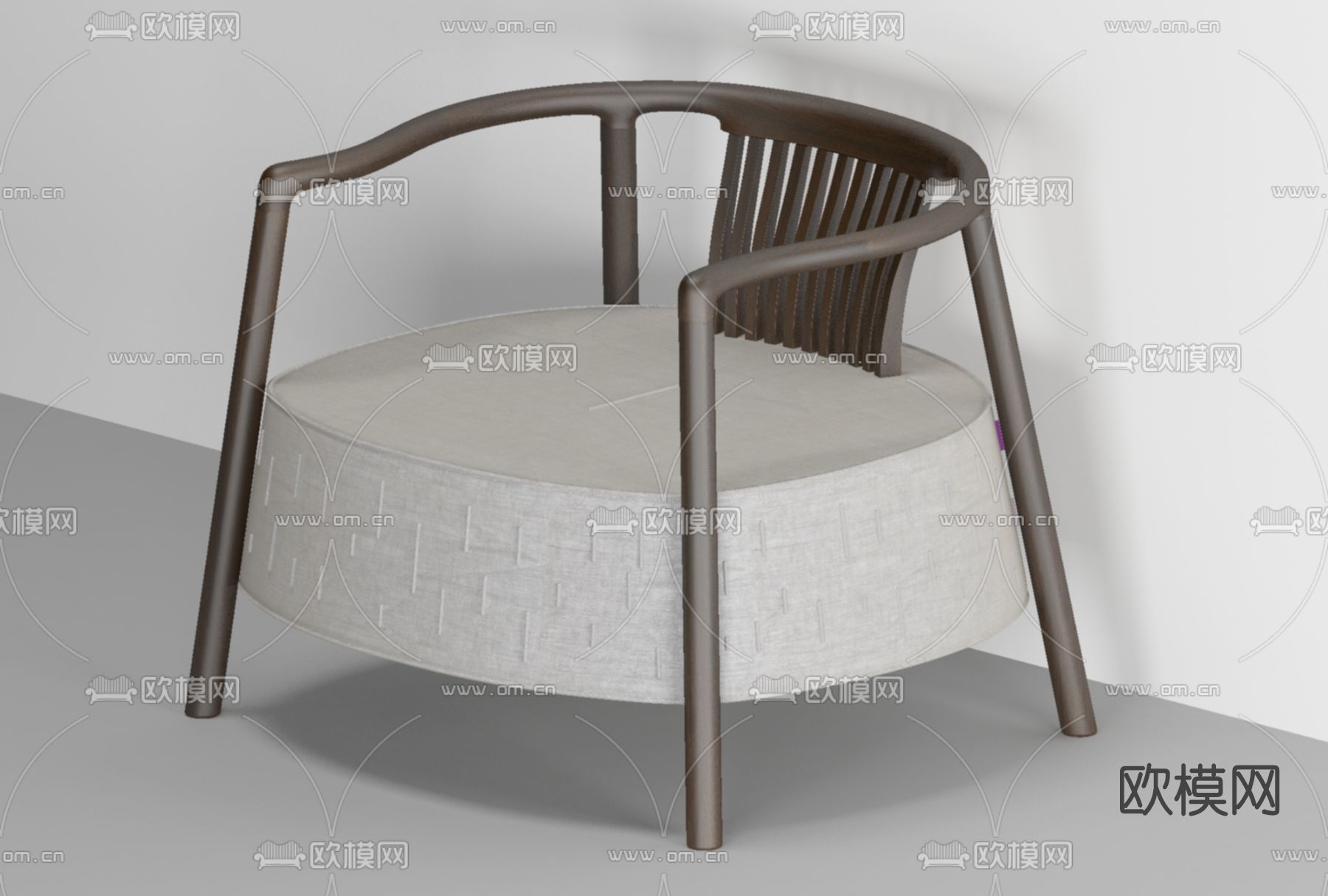 新中式单人沙发免费3d模型下载