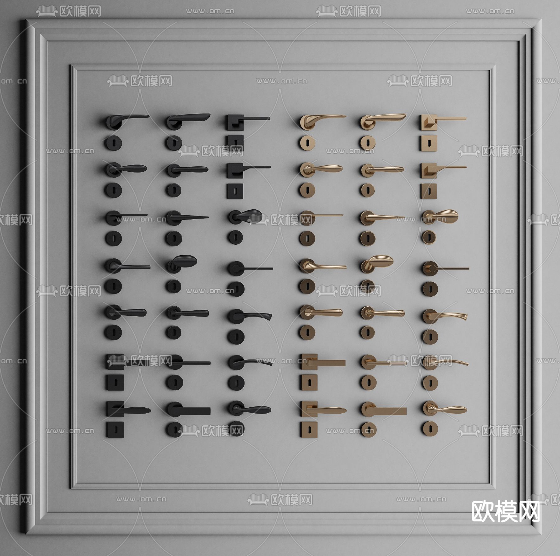 现代金属门把手门锁3d模型下载