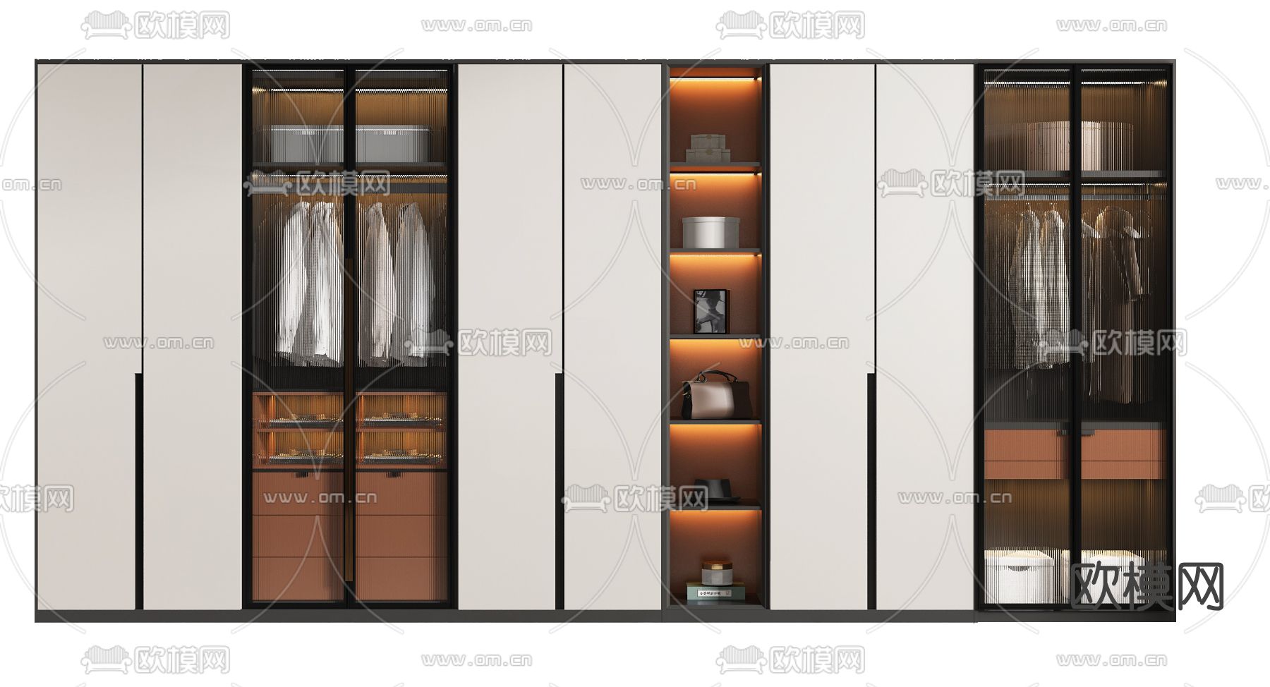 现代多功能衣柜su模型下载（渲染图1）