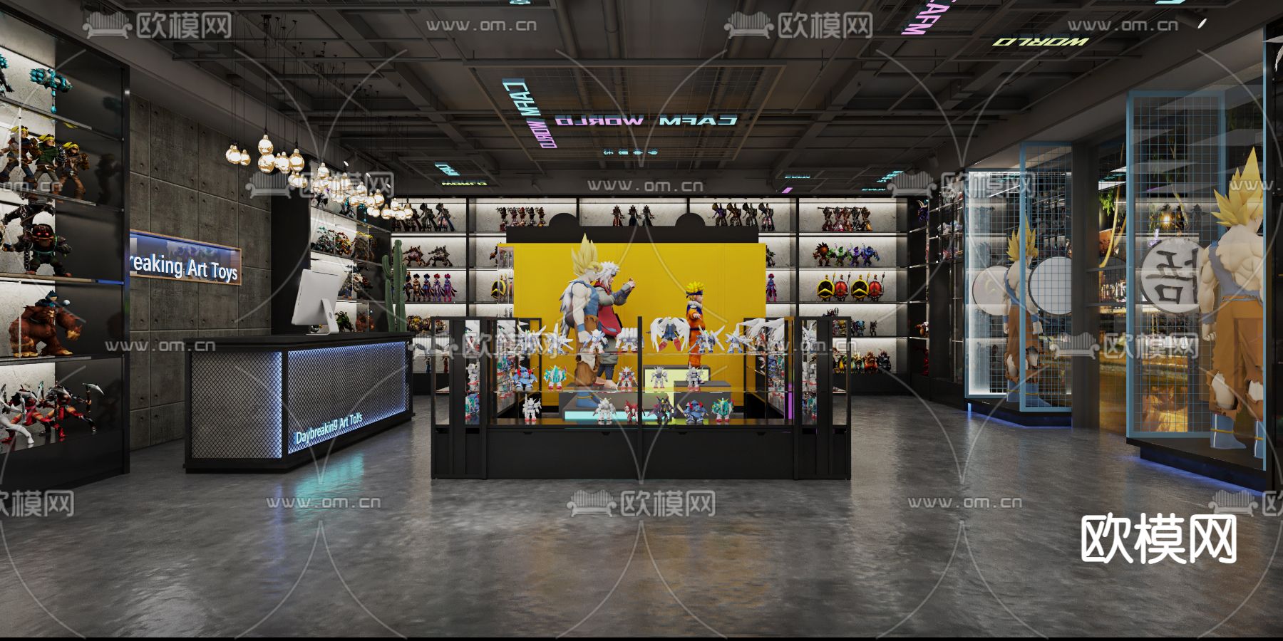 工业风手办潮玩店3d模型下载（渲染图1）