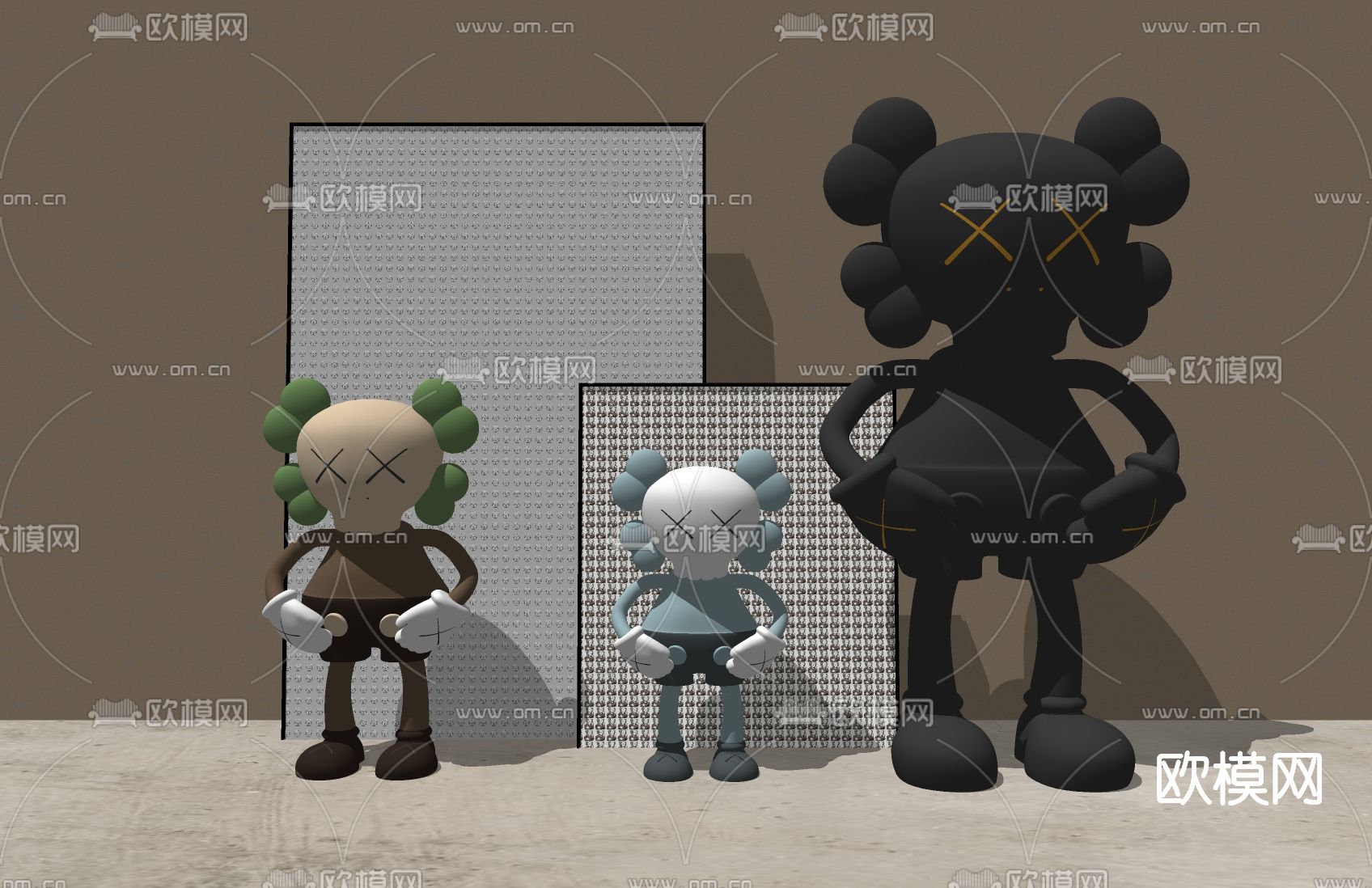 现代Kaws公仔摆件su模型下载