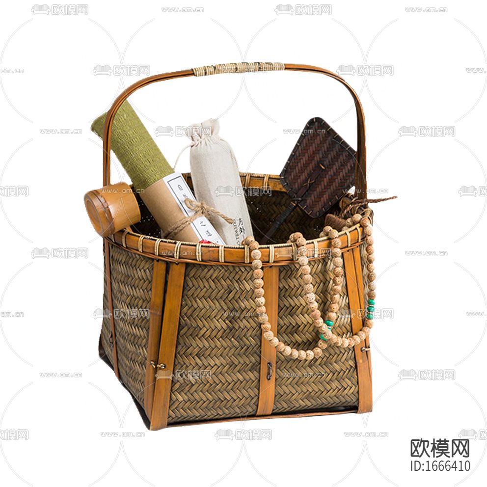 新中式简约创意竹编收纳篮下载