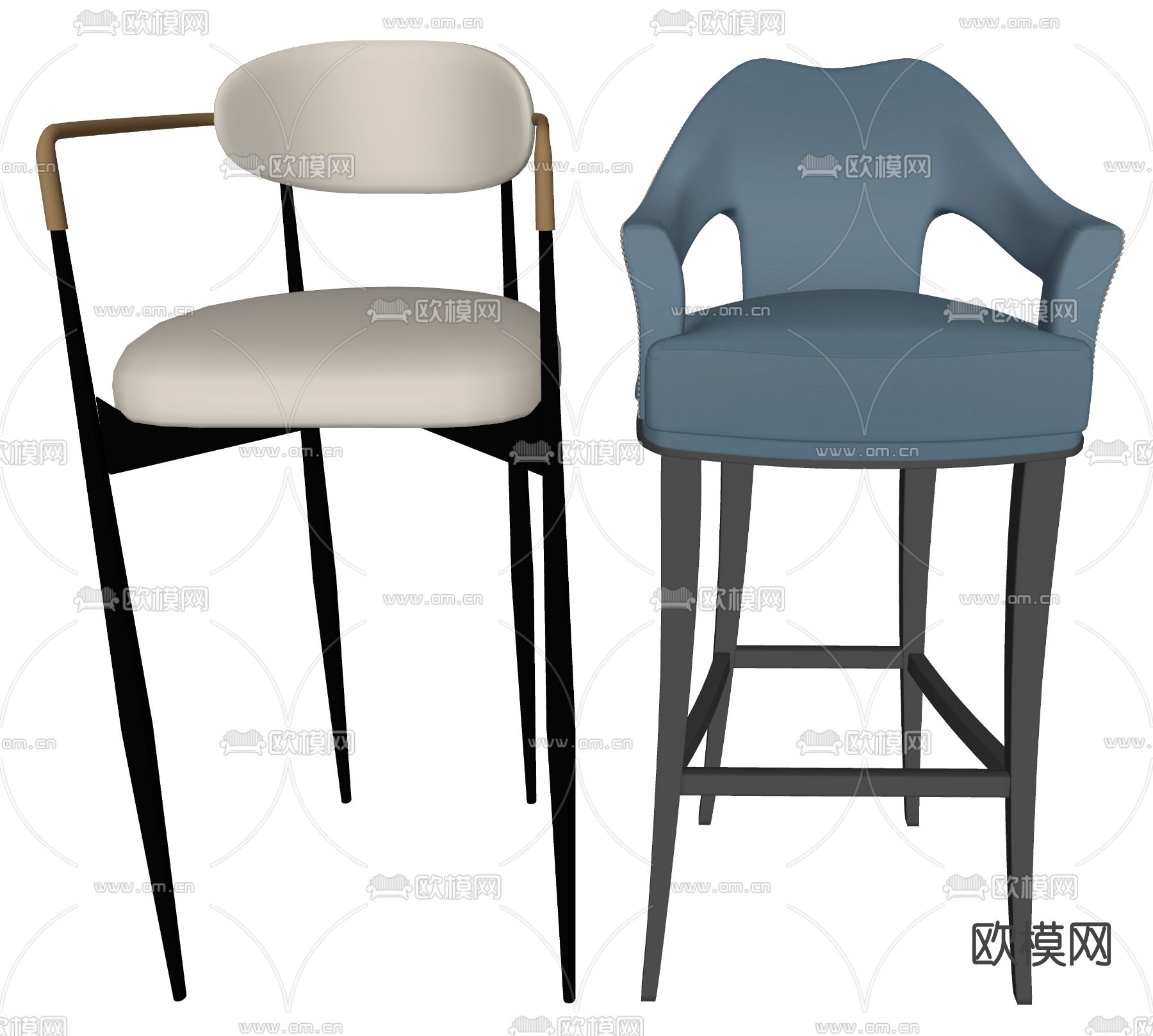 现代布艺吧椅su模型下载