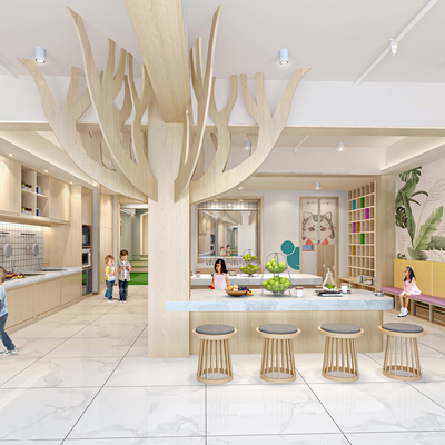  现代幼儿园手工教室su模型 