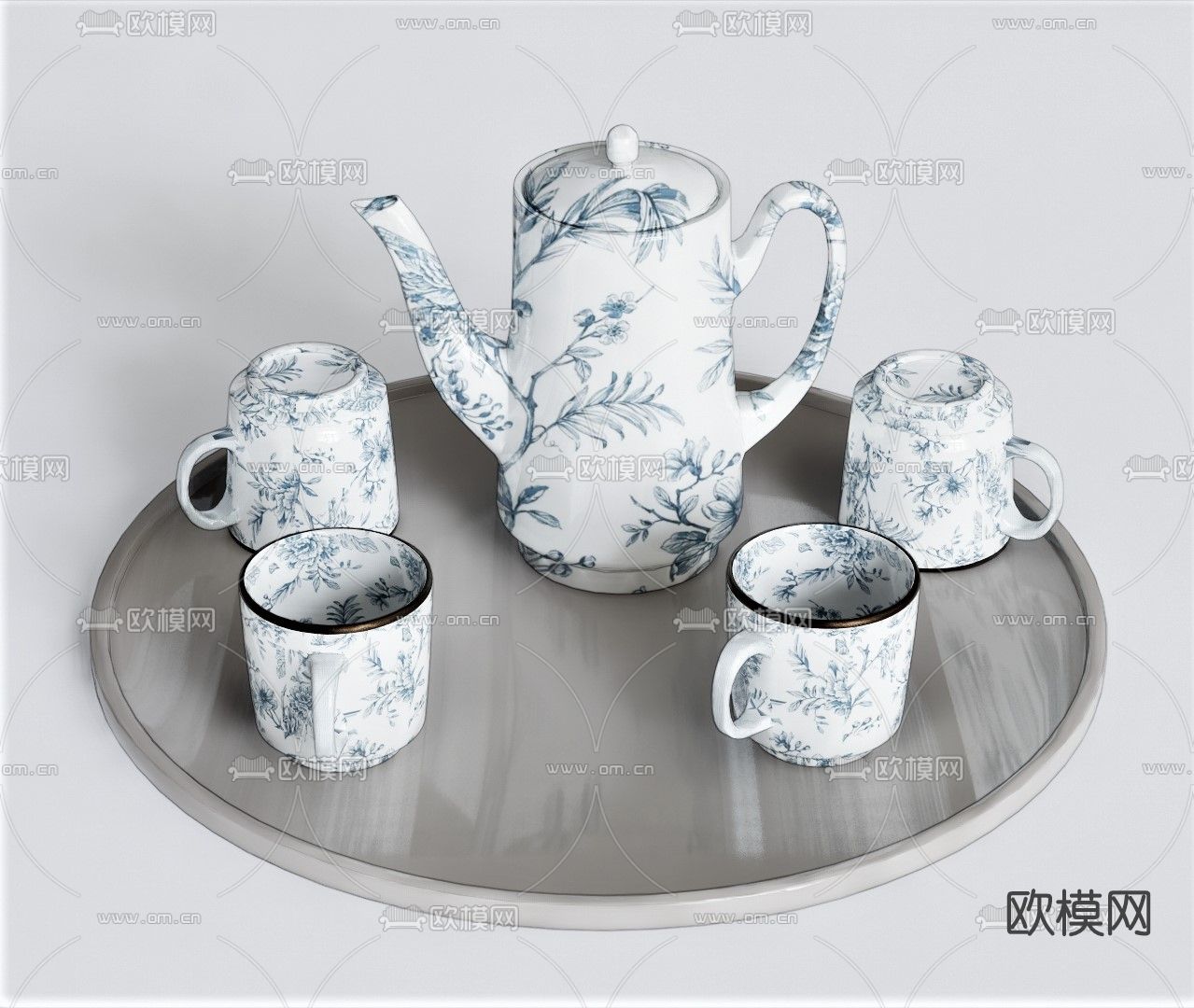 现代茶壶茶杯茶具su模型
