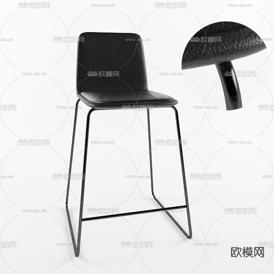 现代皮革吧台椅免费3d模型下载