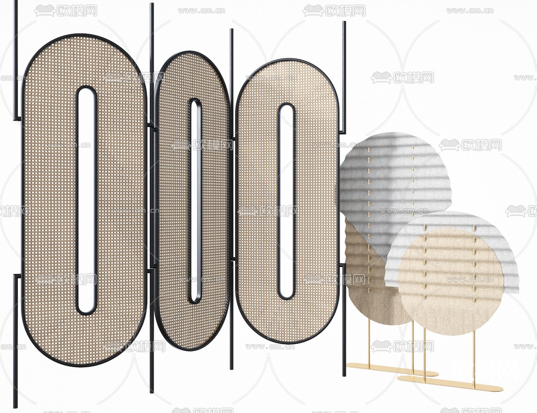 东南亚藤编屏风隔断3d模型下载