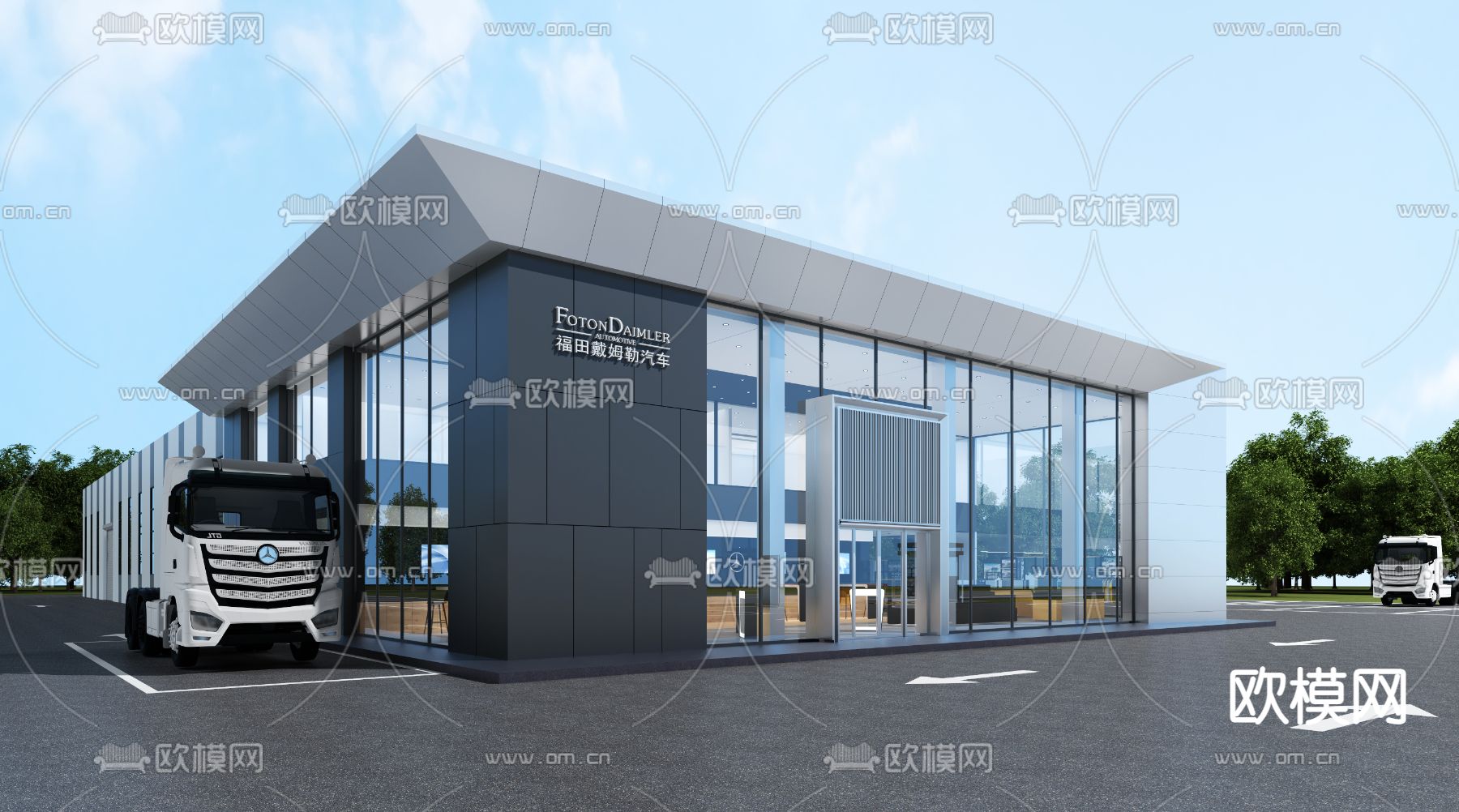 现代汽车4s店外观3d模型