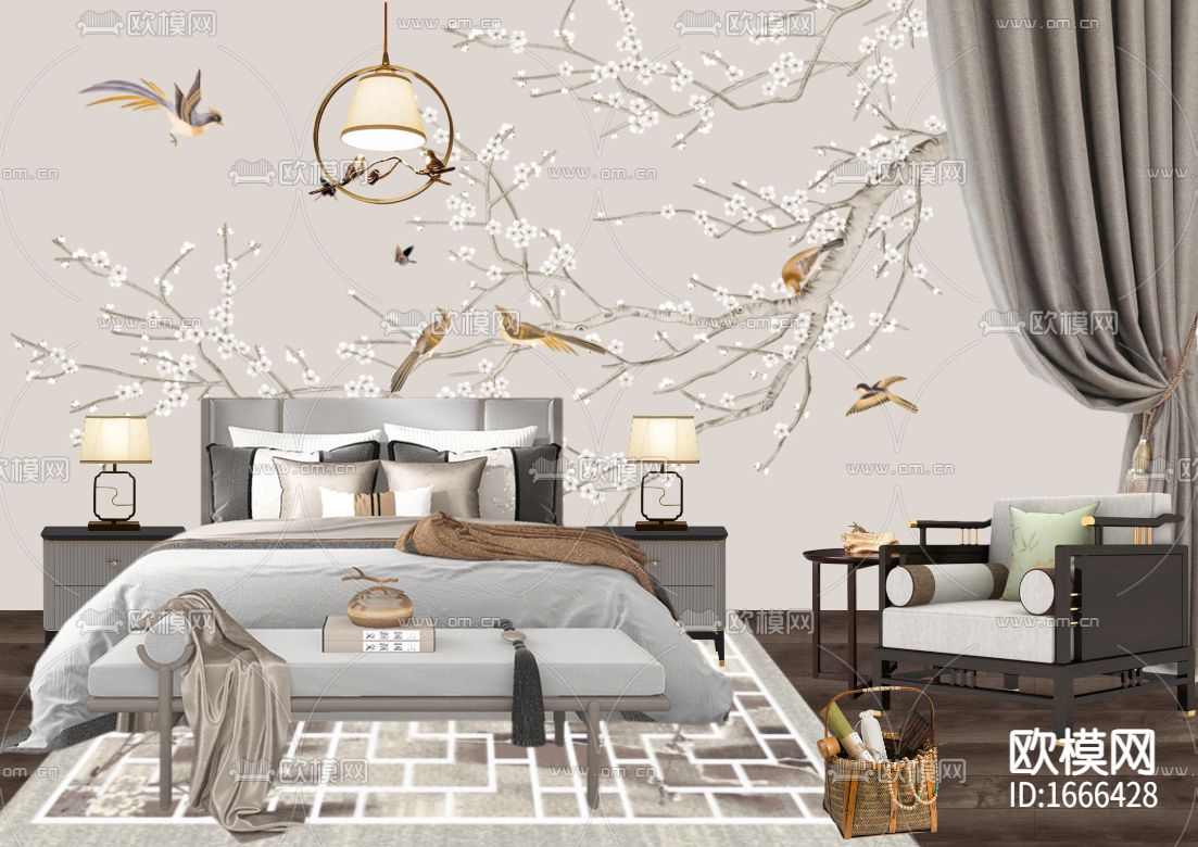 新中式轻奢禅意休闲卧室