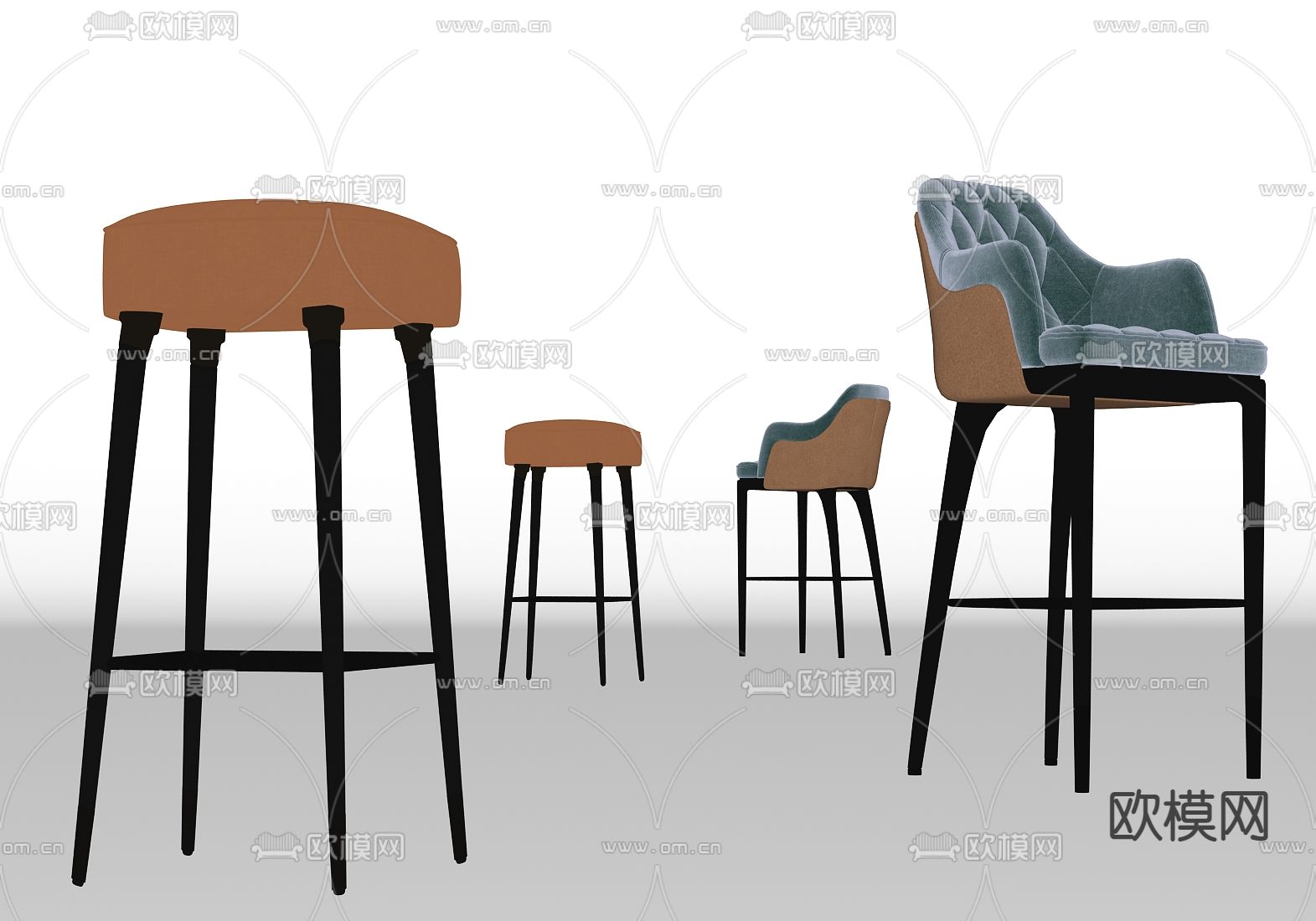 现代轻奢吧椅su模型下载（渲染图2）