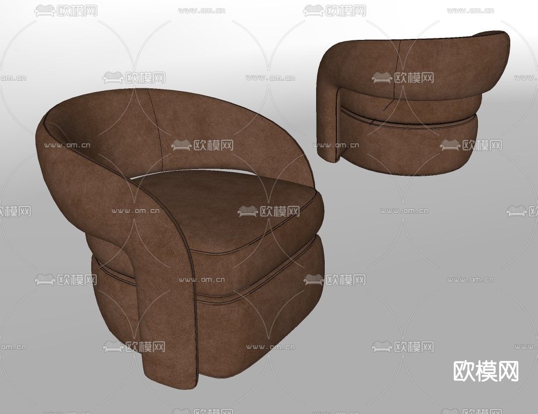 现代布艺休闲沙发su模型下载（渲染图2）