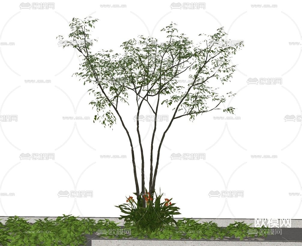 现代花坛园艺小品su模型下载（渲染图2）