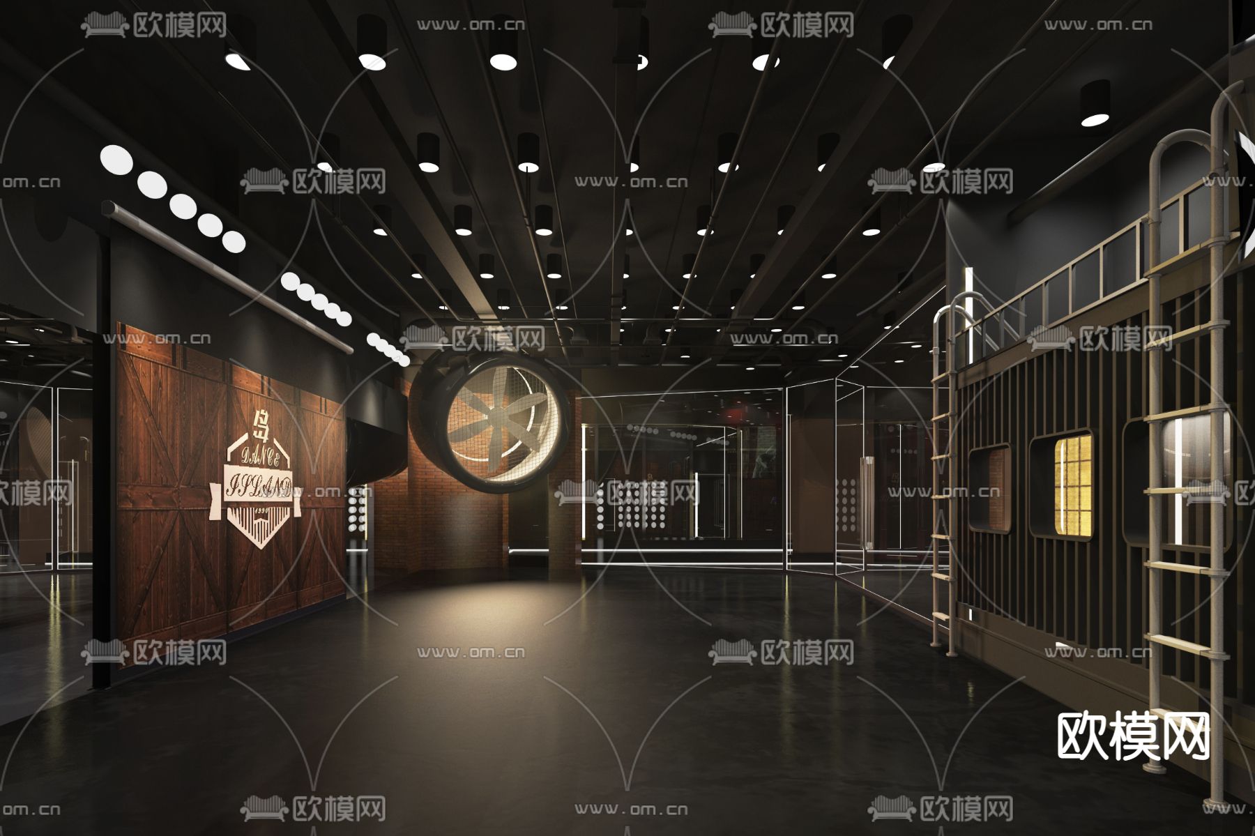 工业风舞蹈教室3d模型