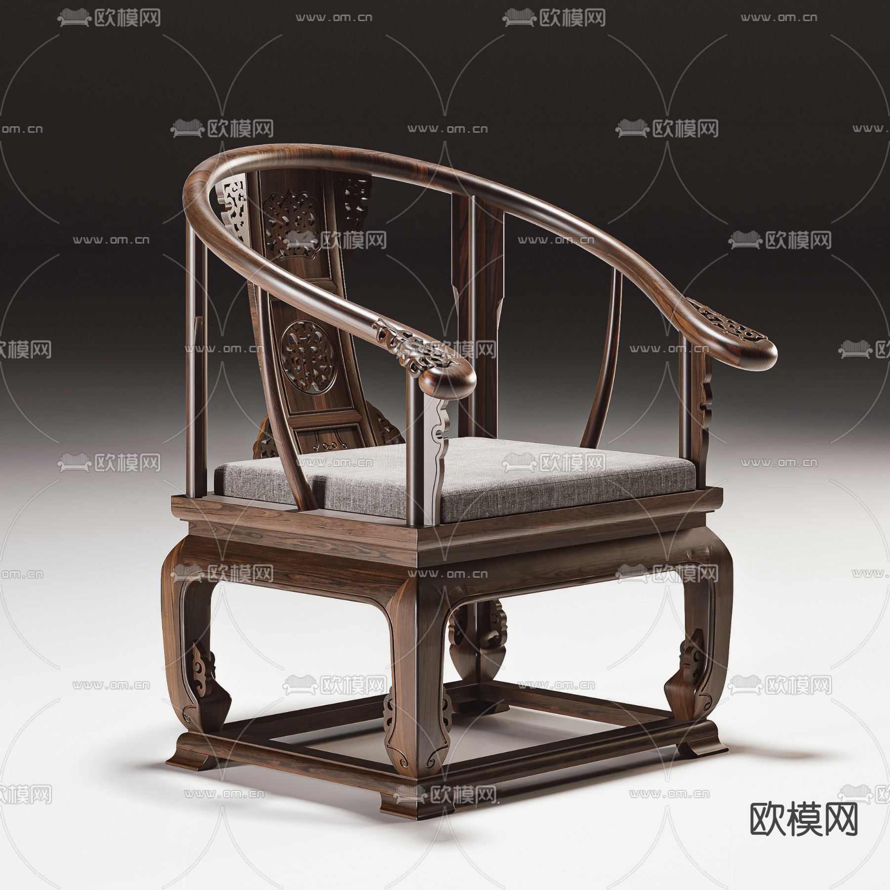 中式实木圈椅3d模型下载