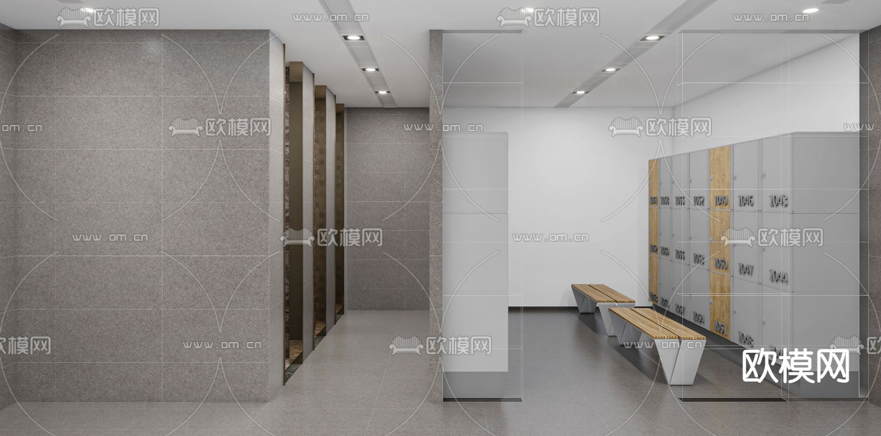 现代健身房更衣室3d模型