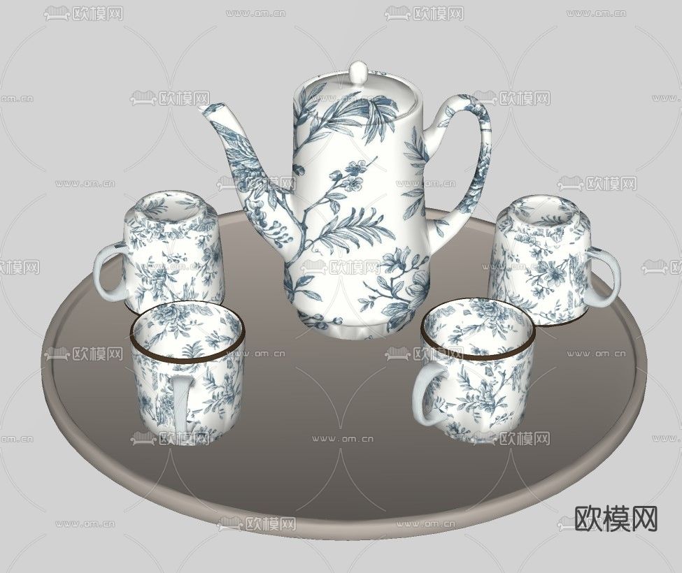 现代茶壶茶杯茶具su模型