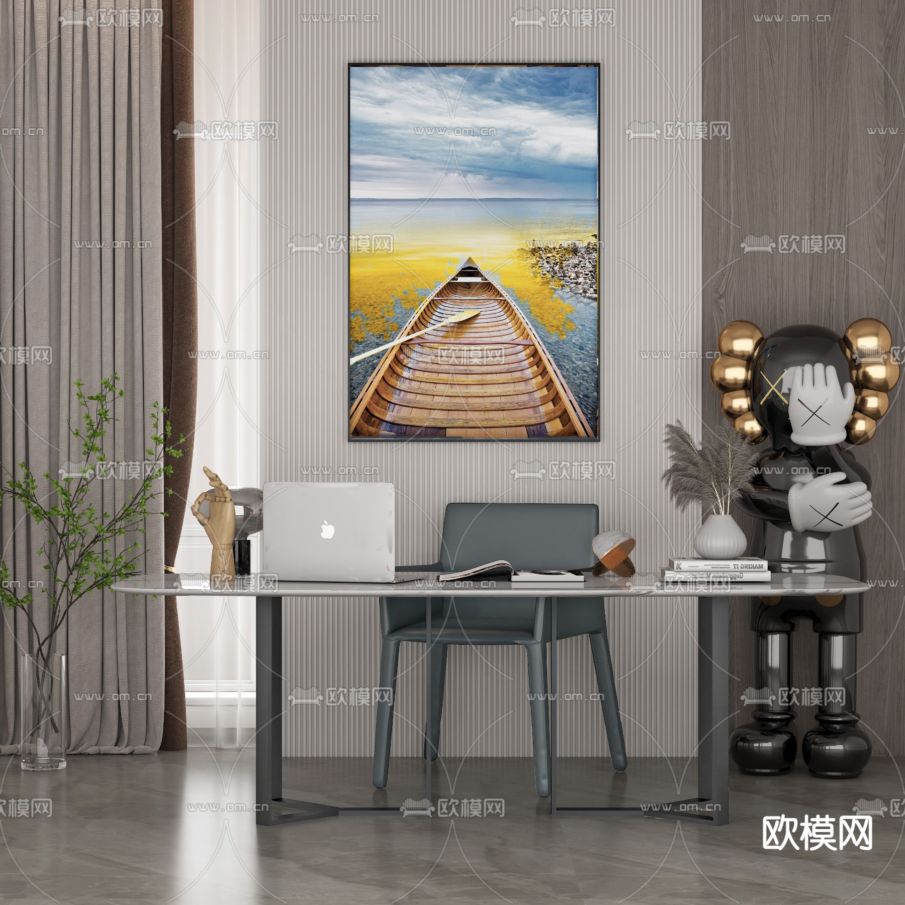 现代书桌3d模型