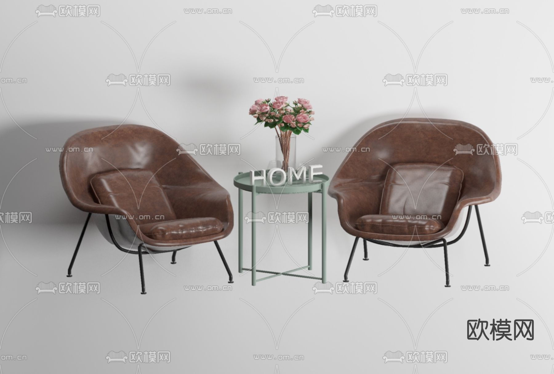 现代皮革休闲椅免费3d模型下载