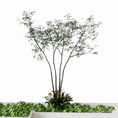  现代花坛园艺小品su模型 