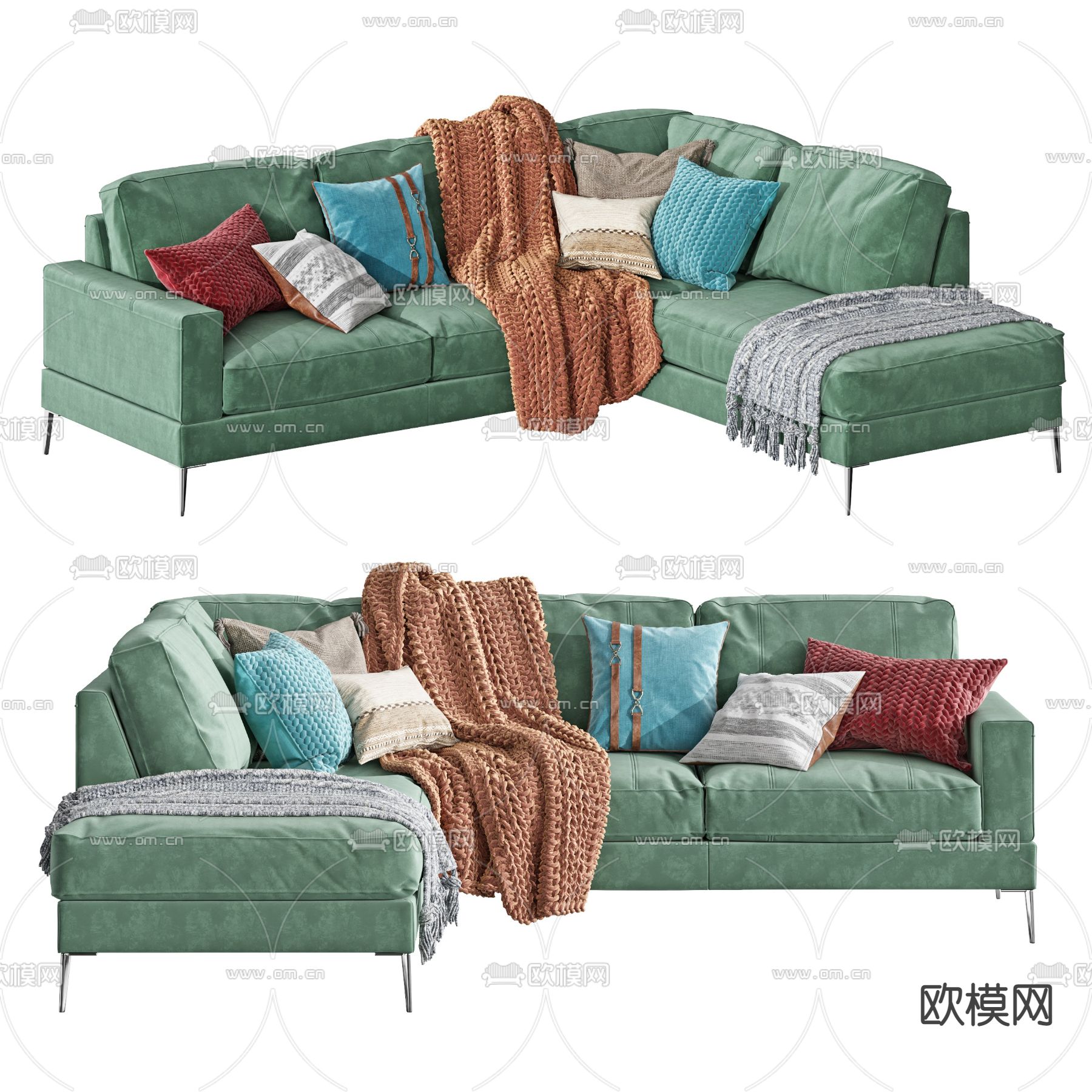 北欧布艺转角沙发3d模型下载