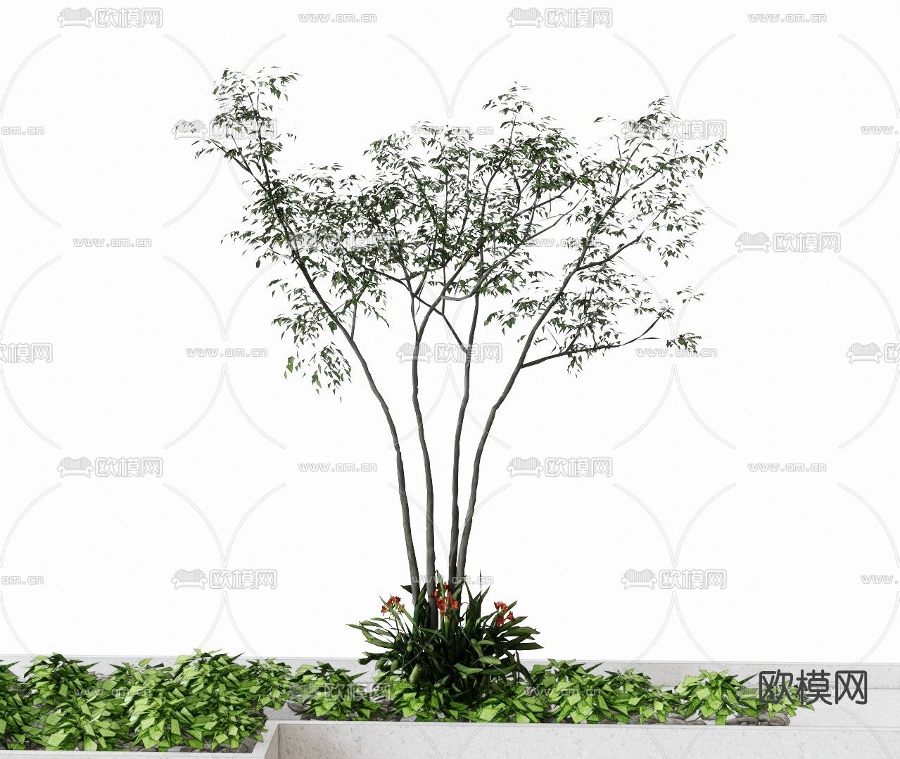 现代花坛园艺小品su模型下载（渲染图1）