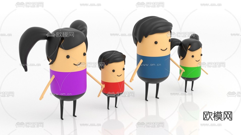 现代卡通人物玩具摆件3d模型下载(渲染图2)