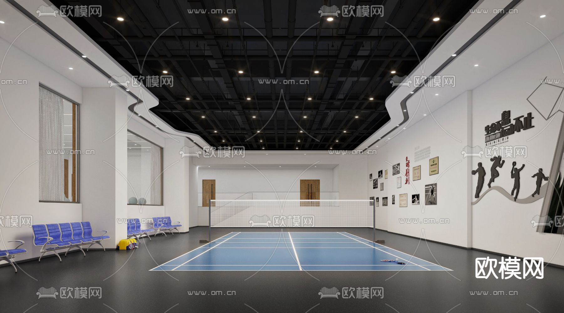 现代羽毛球馆3d模型下载