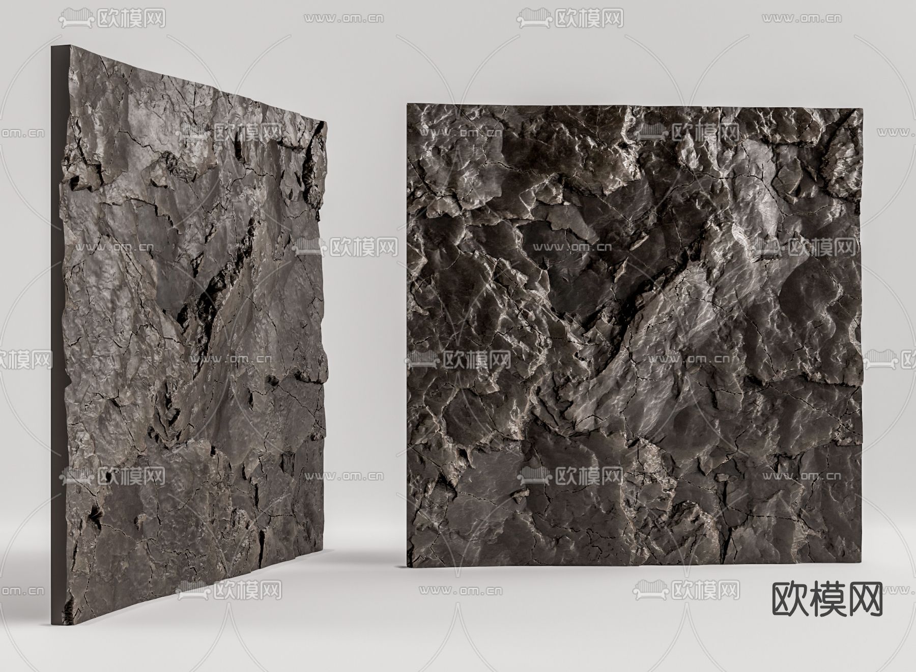 现代毛石石皮墙su模型下载（渲染图1）