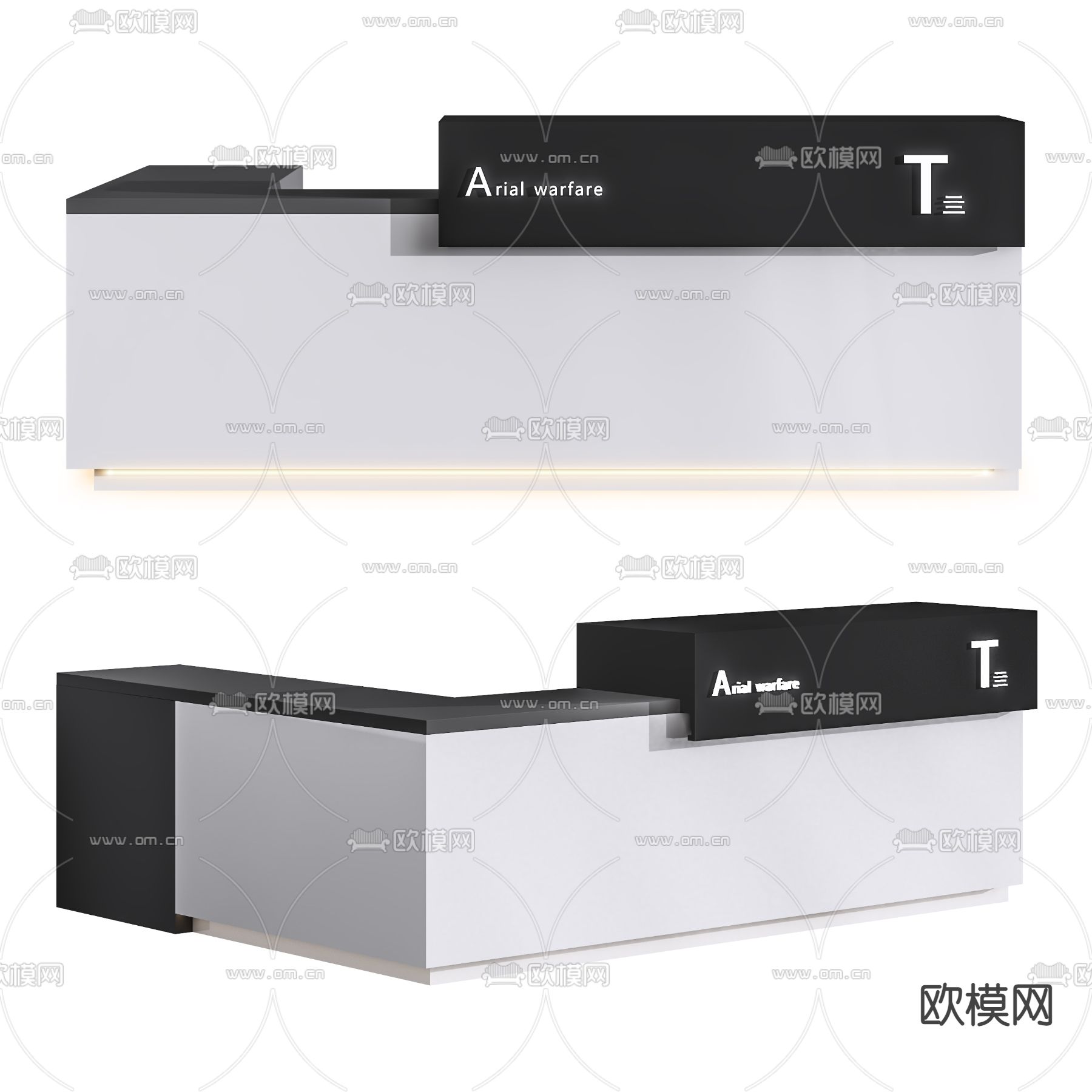 现代前台接待台3d模型
