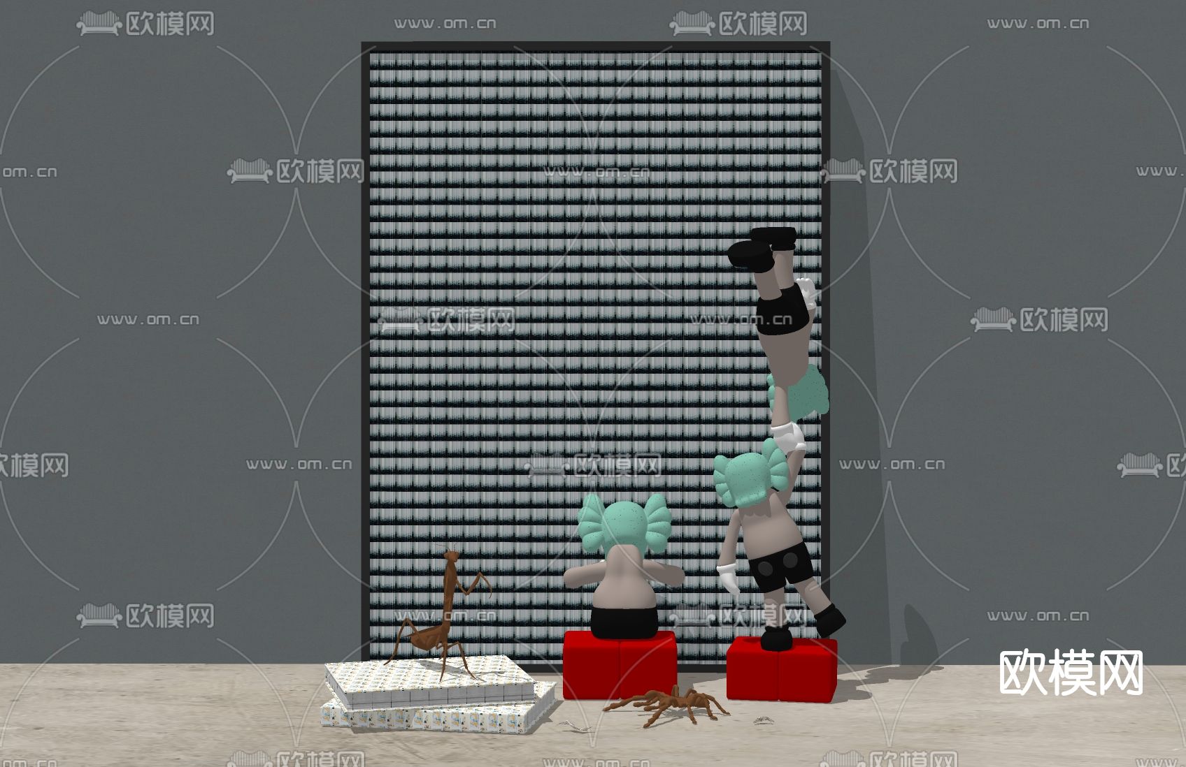 现代Kaws公仔摆件su模型下载