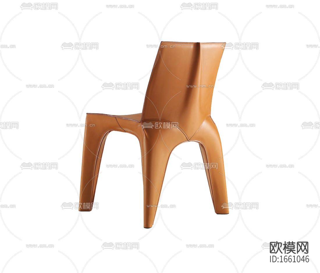 现代轻奢橙色皮革休闲椅