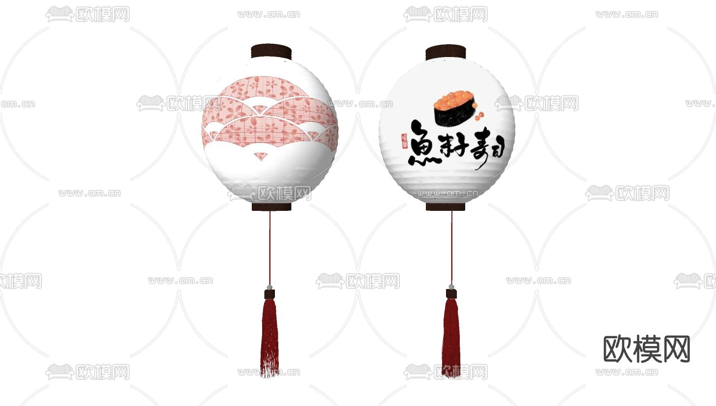 日式灯笼装饰灯su模型下载